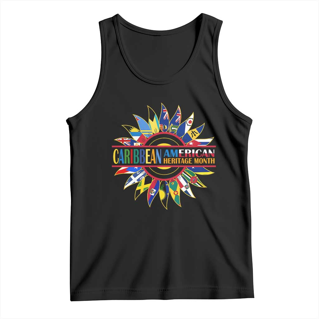 Funny Caribbean American Heritage Month Tank Top Flower TS11 Black Print Your Wear