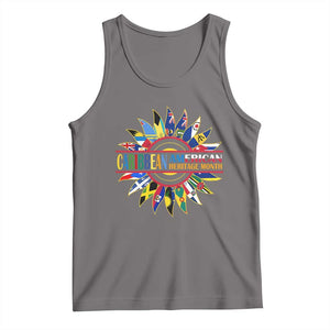 Funny Caribbean American Heritage Month Tank Top Flower TS11 Deep Heather Print Your Wear