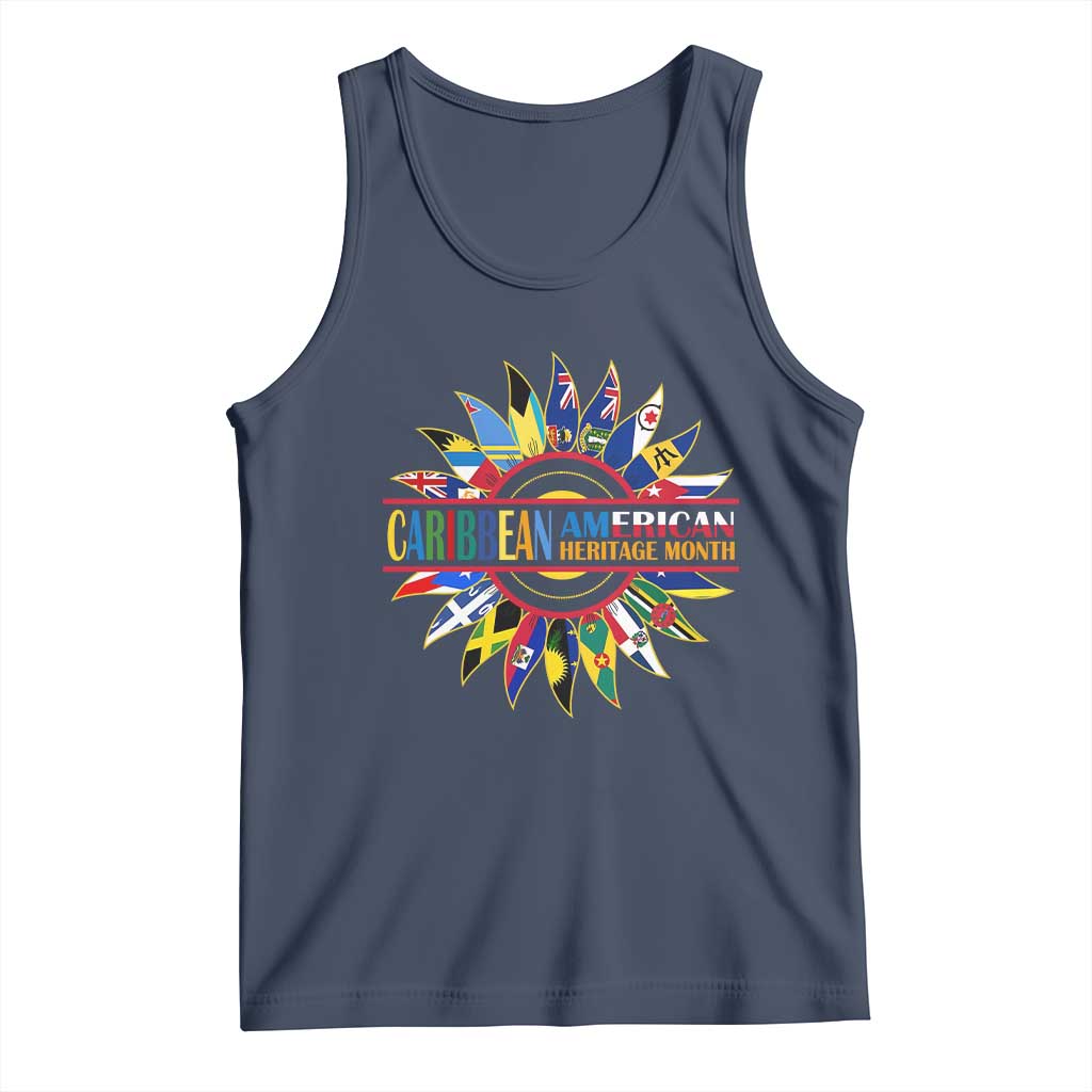 Funny Caribbean American Heritage Month Tank Top Flower TS11 Navy Print Your Wear