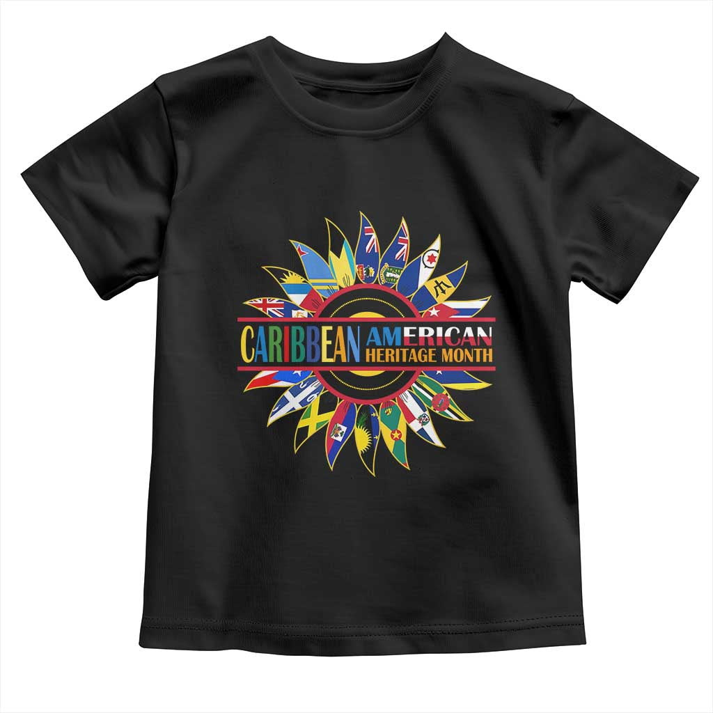 Funny Caribbean American Heritage Month Toddler T Shirt Flower TS11 Black Print Your Wear