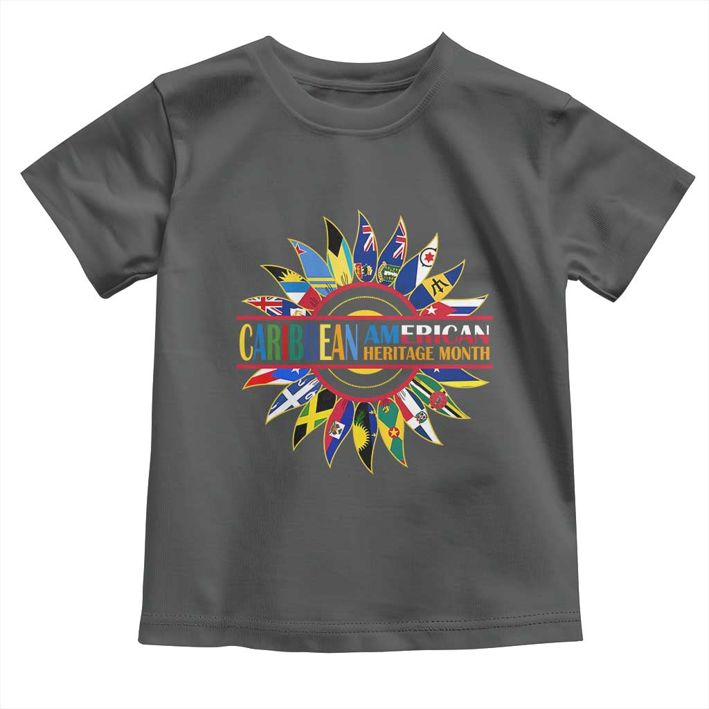 Funny Caribbean American Heritage Month Toddler T Shirt Flower TS11 Dark Heather Print Your Wear
