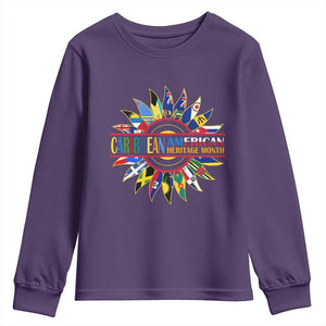Funny Caribbean American Heritage Month Youth Sweatshirt Flower TS11 Purple Print Your Wear
