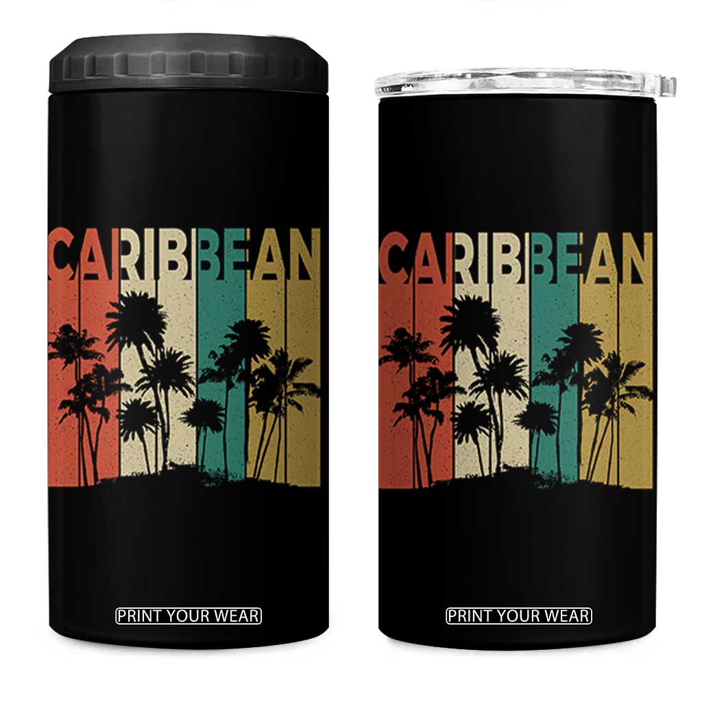 Funny Caribbean Vintage Palm Tree Sunset Summer Beach Vacation 4 in 1 Can Cooler Tumbler TS11 One Size: 16 oz Black Print Your Wear