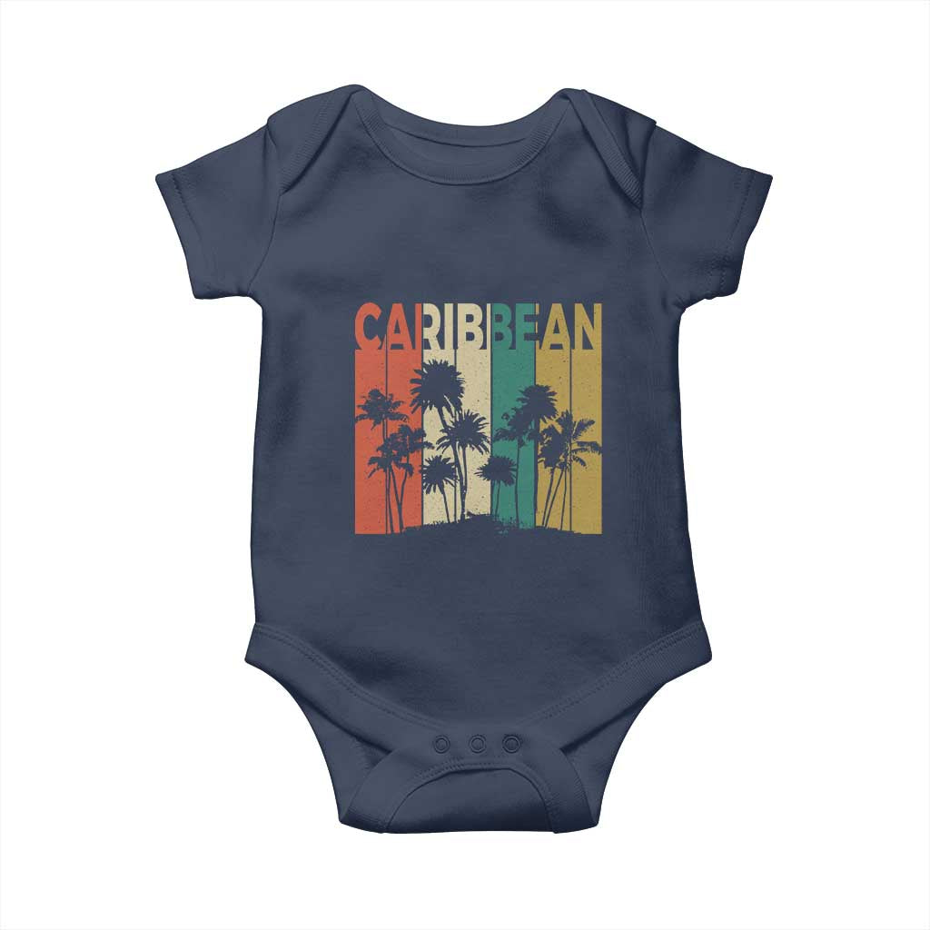 Funny Caribbean Vintage Palm Tree Sunset Summer Beach Vacation Baby Onesie TS11 Navy Print Your Wear