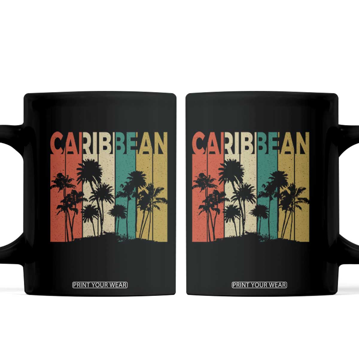 Funny Caribbean Vintage Palm Tree Sunset Summer Beach Vacation Coffee Mug TS11 Black Print Your Wear