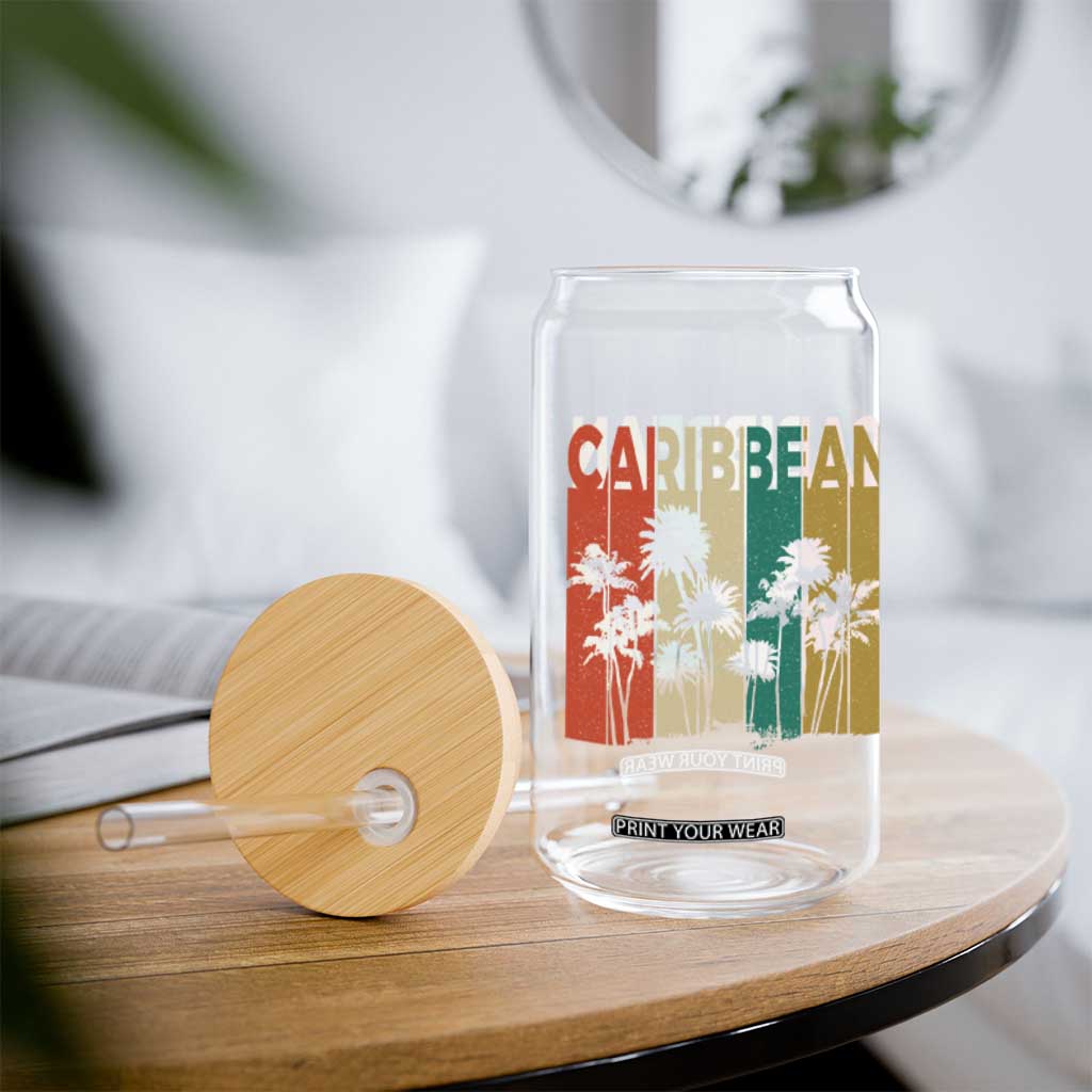 Funny Caribbean Vintage Palm Tree Sunset Summer Beach Vacation Glass Can TS11 Print Your Wear