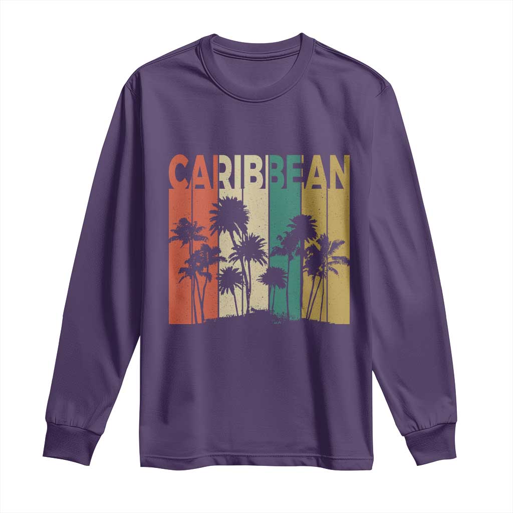 Funny Caribbean Vintage Palm Tree Sunset Summer Beach Vacation Long Sleeve Shirt TS11 Purple Print Your Wear
