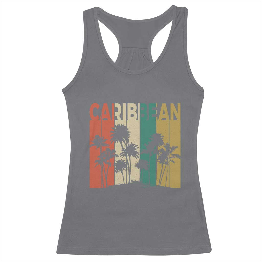 Funny Caribbean Vintage Palm Tree Sunset Summer Beach Vacation Racerback Tank Top TS11 Charcoal Print Your Wear