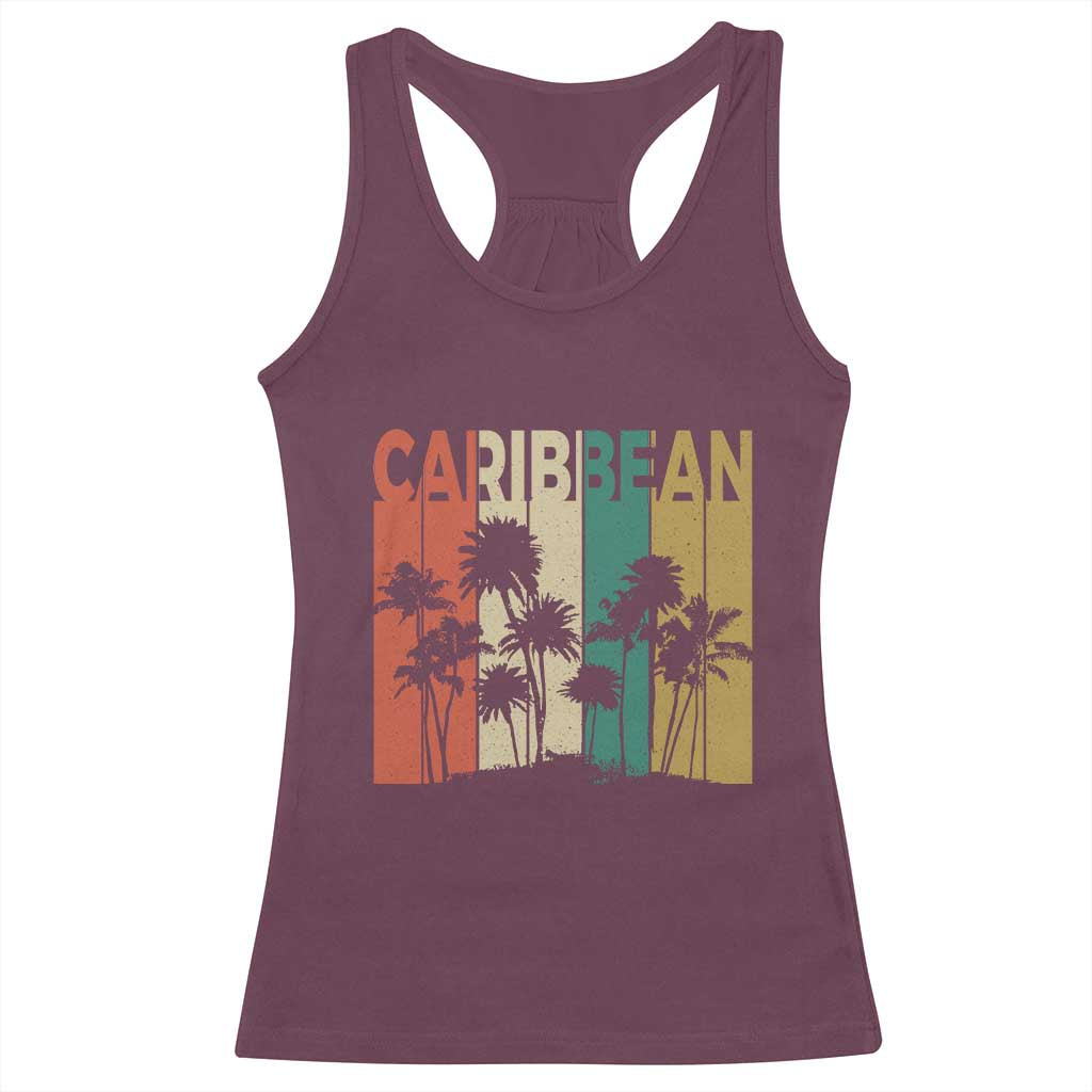 Funny Caribbean Vintage Palm Tree Sunset Summer Beach Vacation Racerback Tank Top TS11 Maroon Print Your Wear