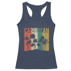 Funny Caribbean Vintage Palm Tree Sunset Summer Beach Vacation Racerback Tank Top TS11 Navy Print Your Wear