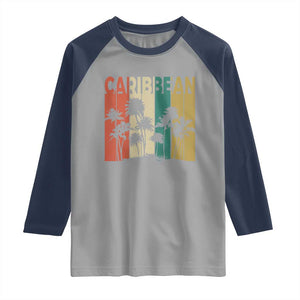 Funny Caribbean Vintage Palm Tree Sunset Summer Beach Vacation Raglan Shirt TS11 Sport Gray Navy Print Your Wear