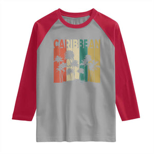 Funny Caribbean Vintage Palm Tree Sunset Summer Beach Vacation Raglan Shirt TS11 Sport Gray Red Print Your Wear