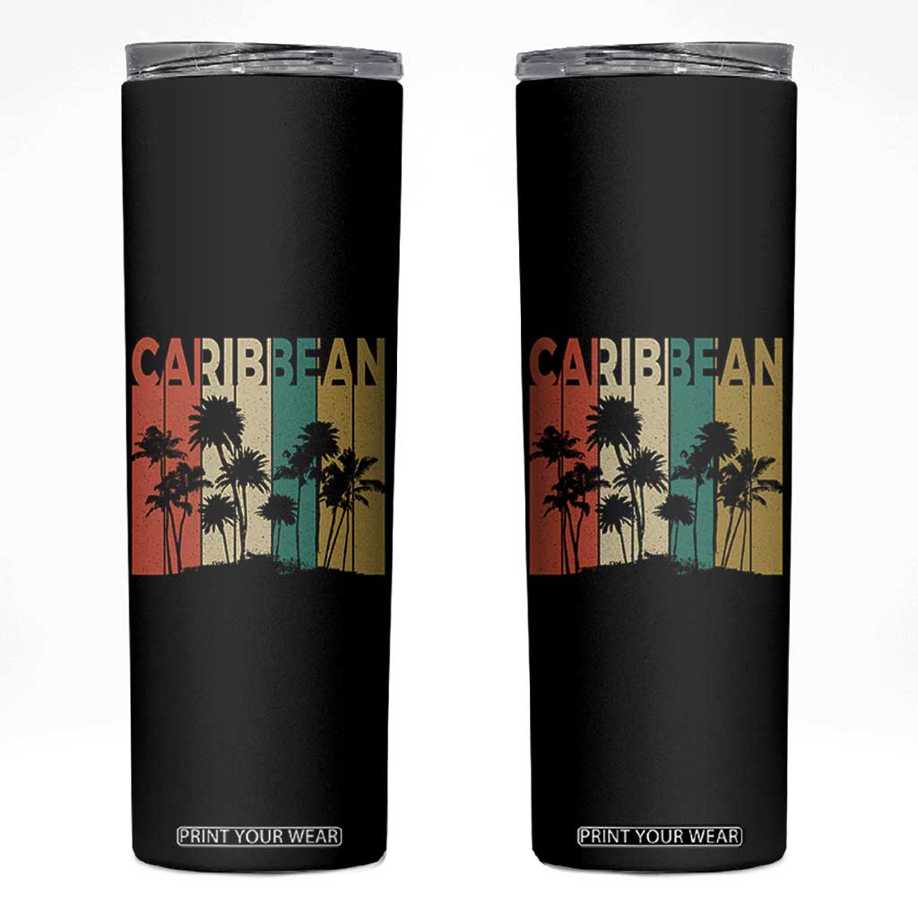 Funny Caribbean Vintage Palm Tree Sunset Summer Beach Vacation Skinny Tumbler TS11 Black Print Your Wear