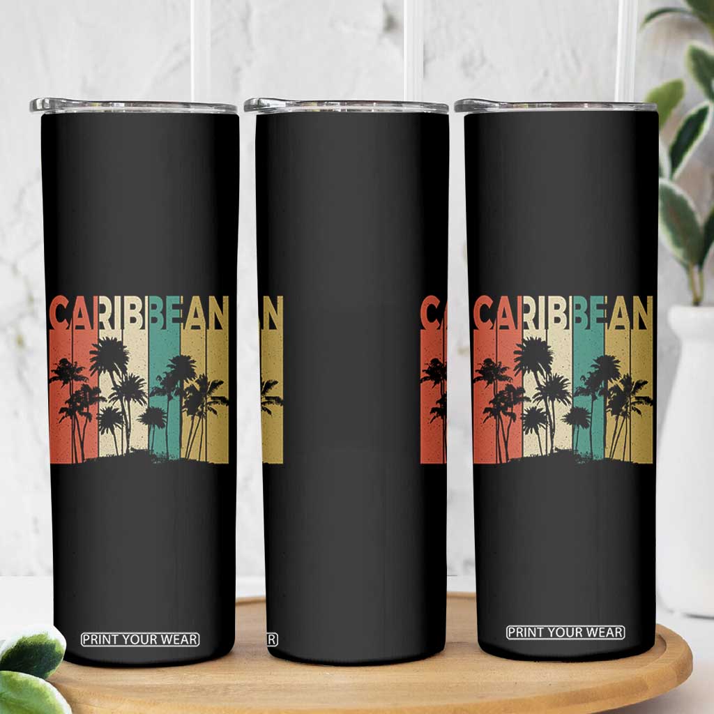 Funny Caribbean Vintage Palm Tree Sunset Summer Beach Vacation Skinny Tumbler TS11 Print Your Wear