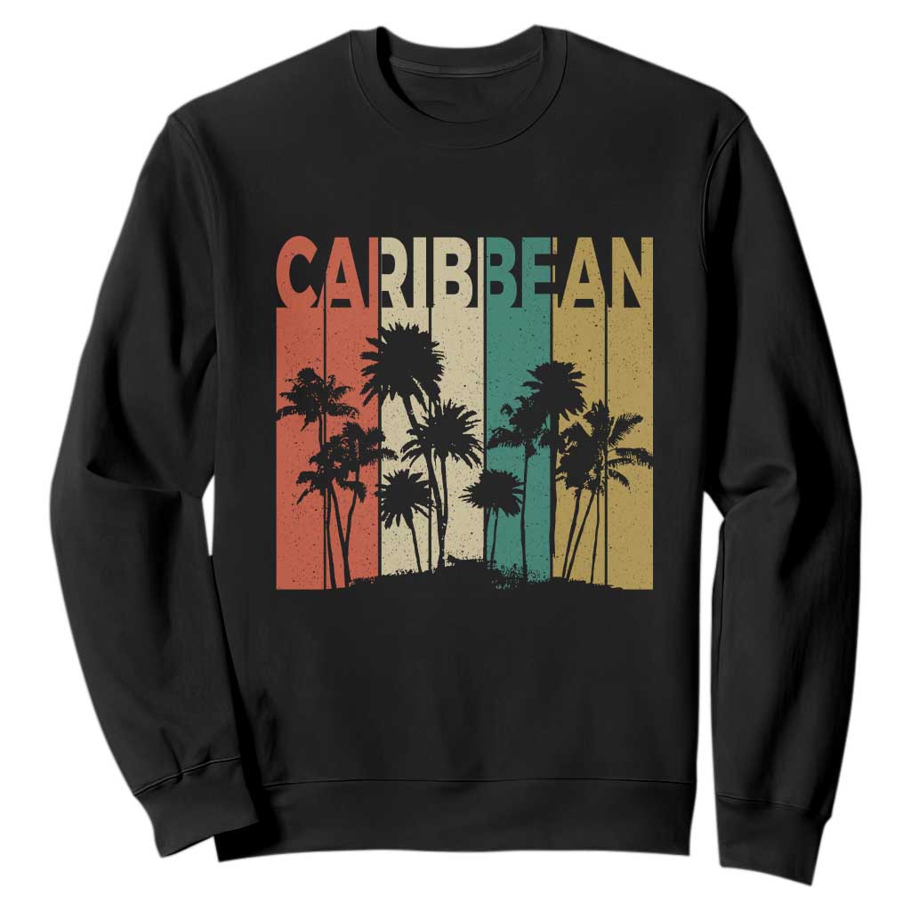 Funny Caribbean Vintage Palm Tree Sunset Summer Beach Vacation Sweatshirt TS11 Black Print Your Wear