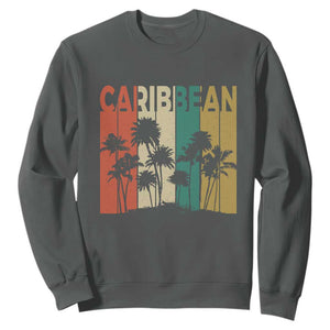 Funny Caribbean Vintage Palm Tree Sunset Summer Beach Vacation Sweatshirt TS11 Dark Heather Print Your Wear