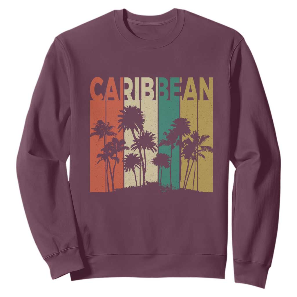 Funny Caribbean Vintage Palm Tree Sunset Summer Beach Vacation Sweatshirt TS11 Maroon Print Your Wear