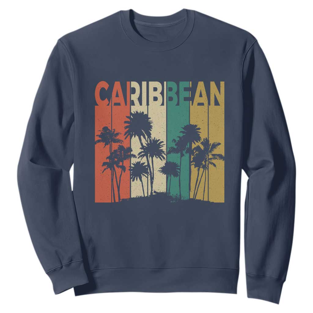 Funny Caribbean Vintage Palm Tree Sunset Summer Beach Vacation Sweatshirt TS11 Navy Print Your Wear