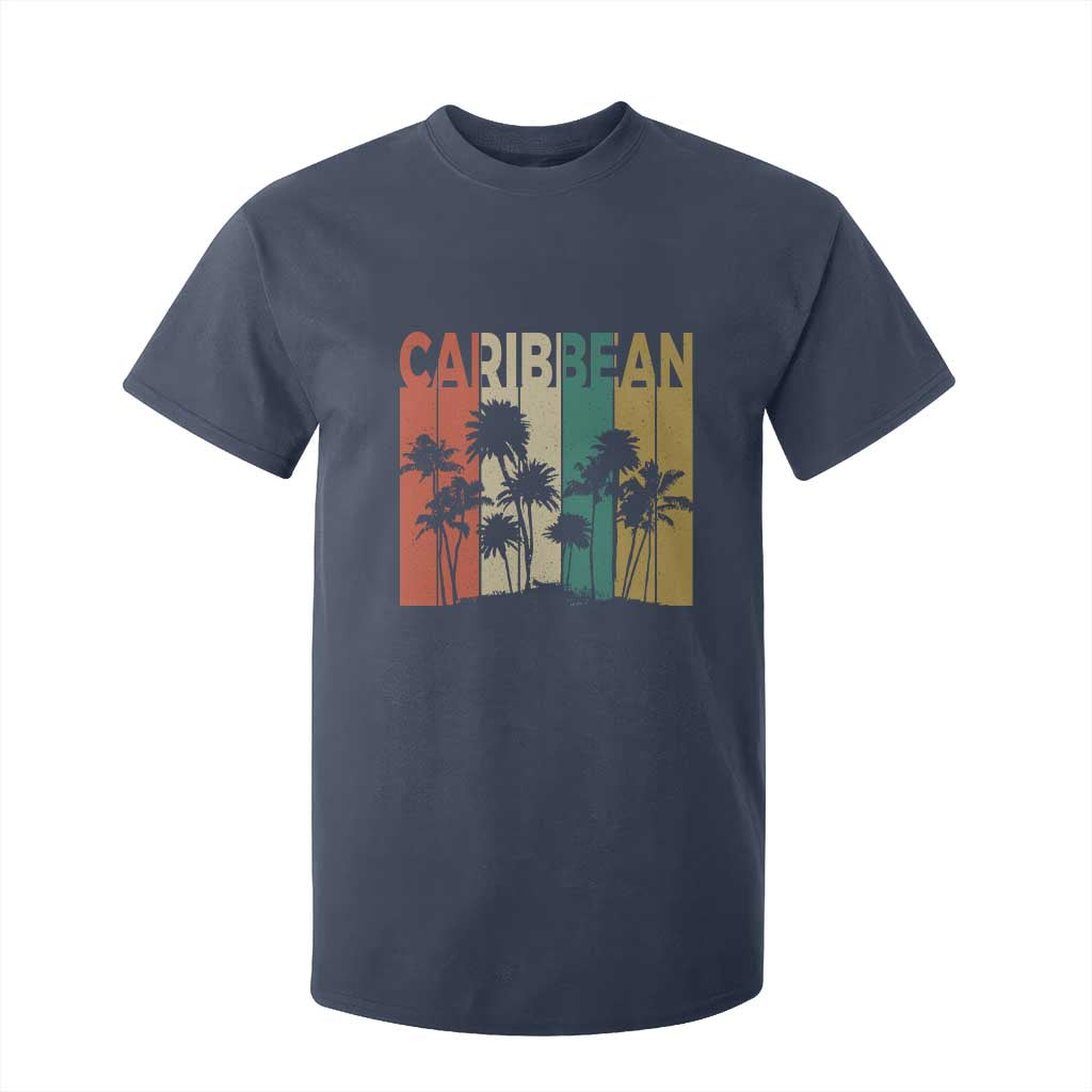 Funny Caribbean Vintage Palm Tree Sunset Summer Beach Vacation T Shirt For Kid TS11 Navy Print Your Wear