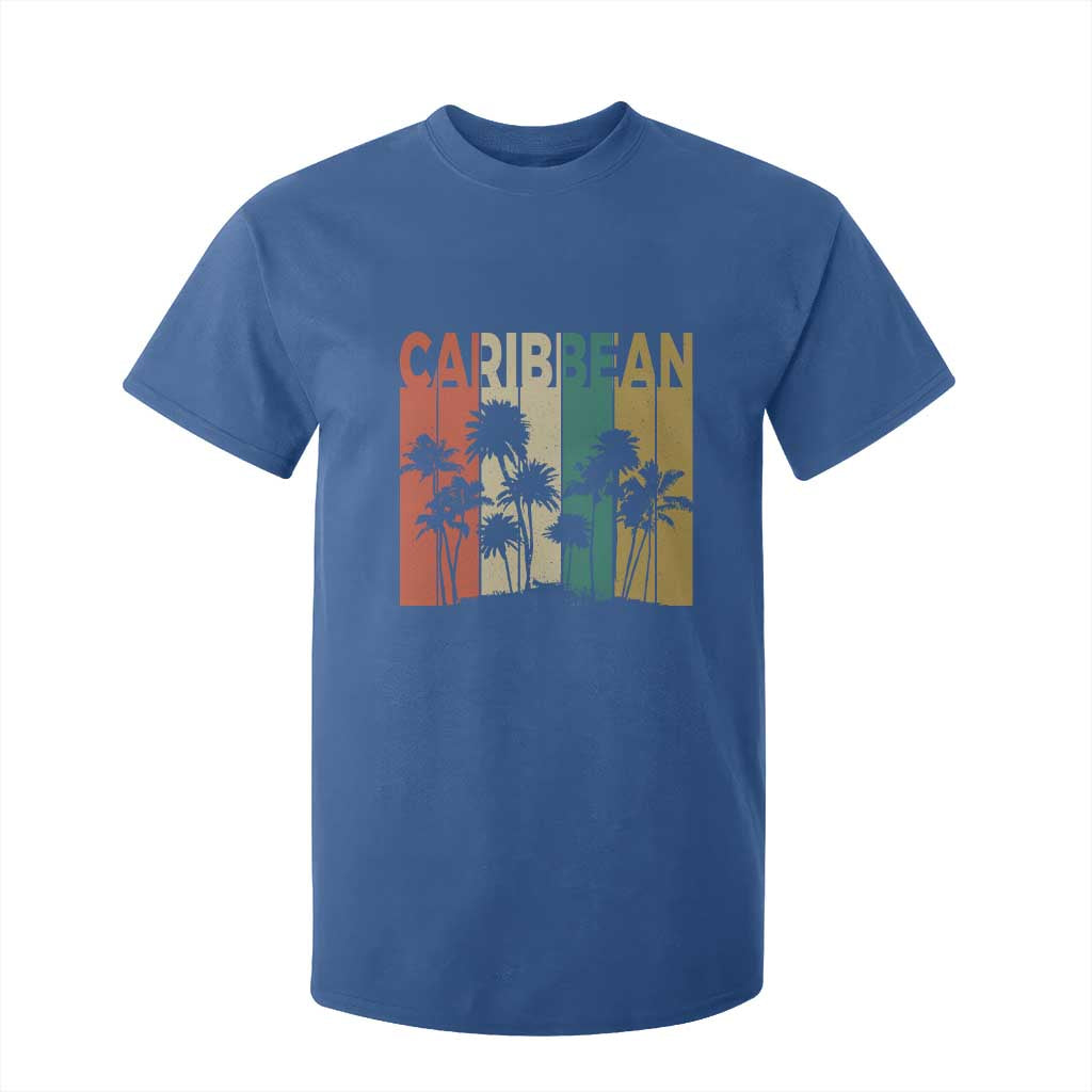Funny Caribbean Vintage Palm Tree Sunset Summer Beach Vacation T Shirt For Kid TS11 Royal Blue Print Your Wear