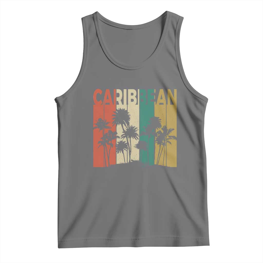 Funny Caribbean Vintage Palm Tree Sunset Summer Beach Vacation Tank Top TS11 Black Heather Print Your Wear