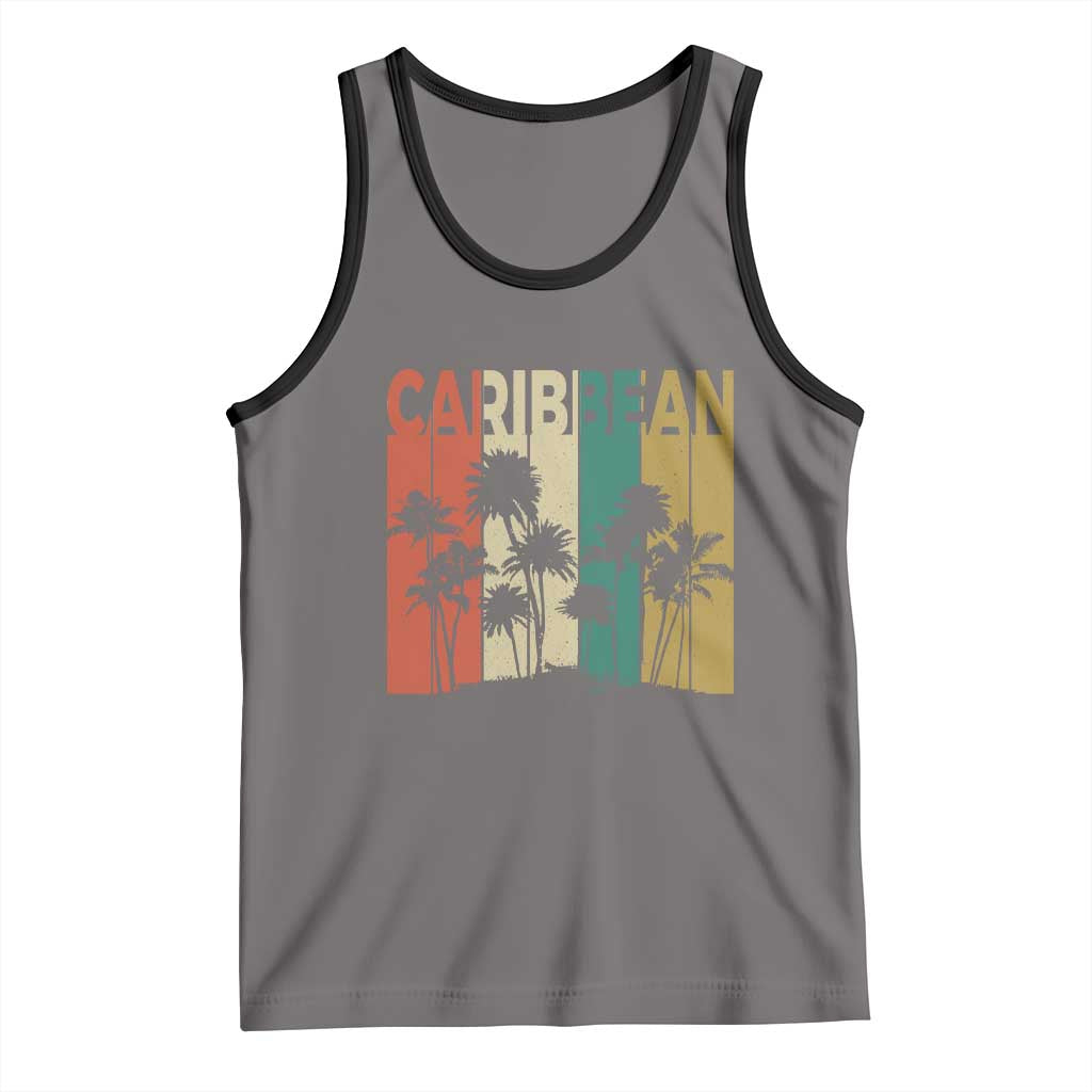 Funny Caribbean Vintage Palm Tree Sunset Summer Beach Vacation Tank Top TS11 Deep Heather Black Print Your Wear