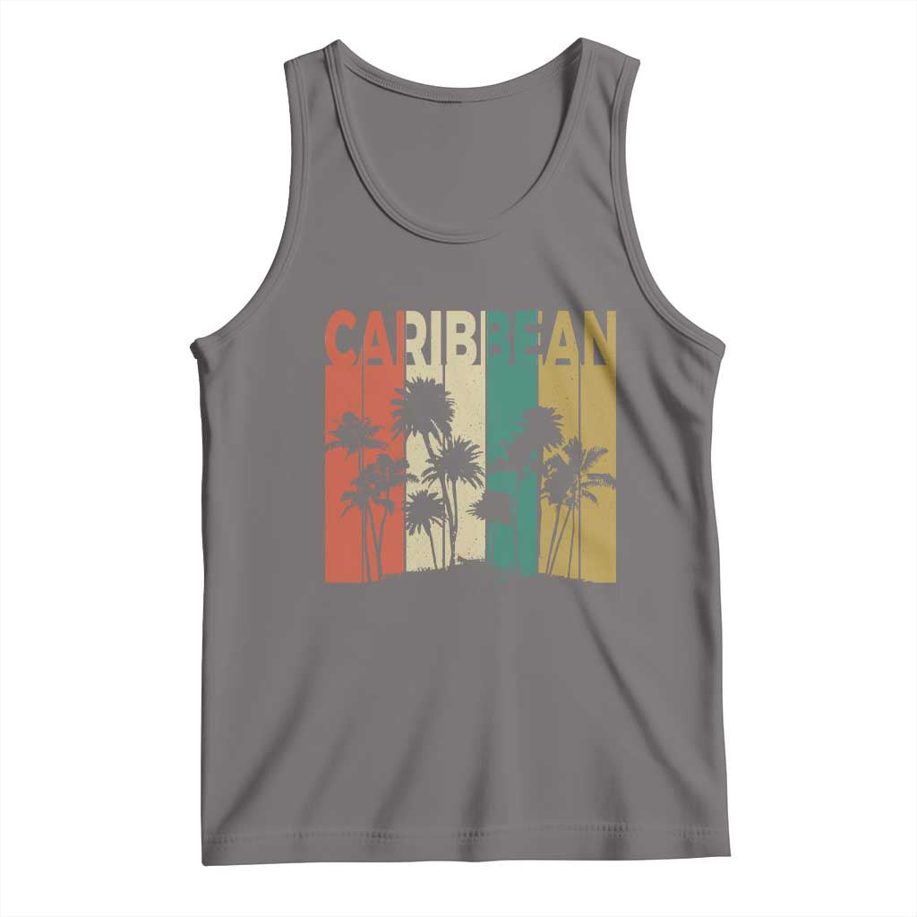 Funny Caribbean Vintage Palm Tree Sunset Summer Beach Vacation Tank Top TS11 Deep Heather Print Your Wear