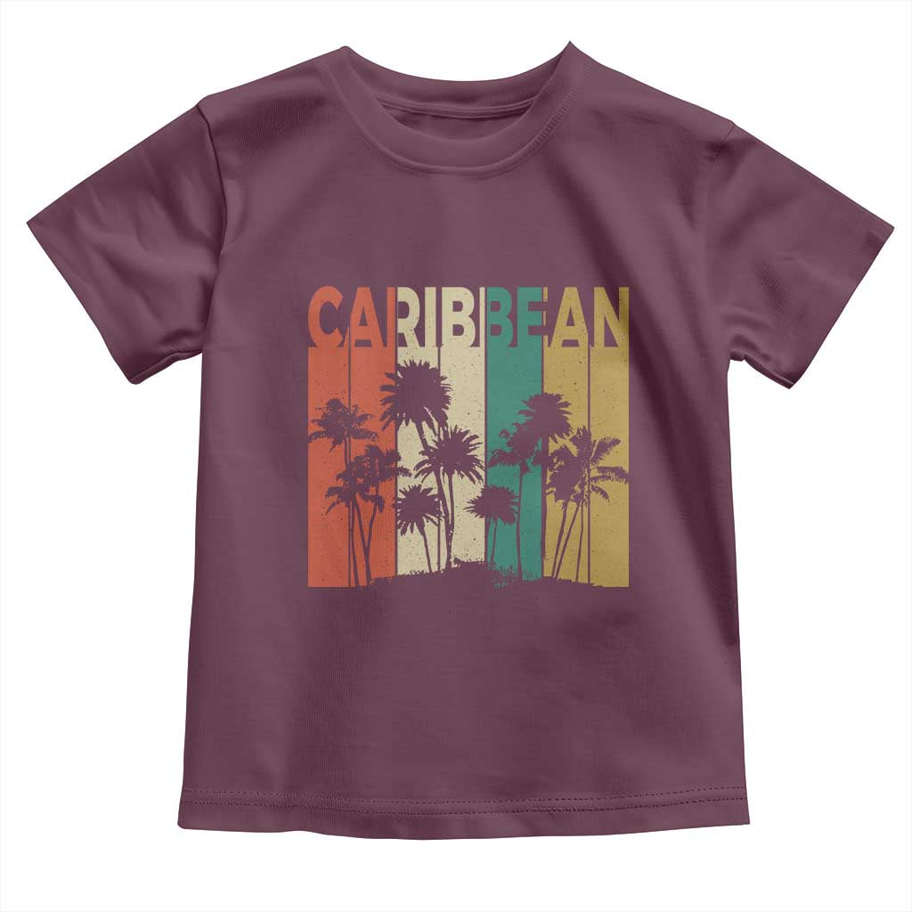 Funny Caribbean Vintage Palm Tree Sunset Summer Beach Vacation Toddler T Shirt TS11 Maroon Print Your Wear