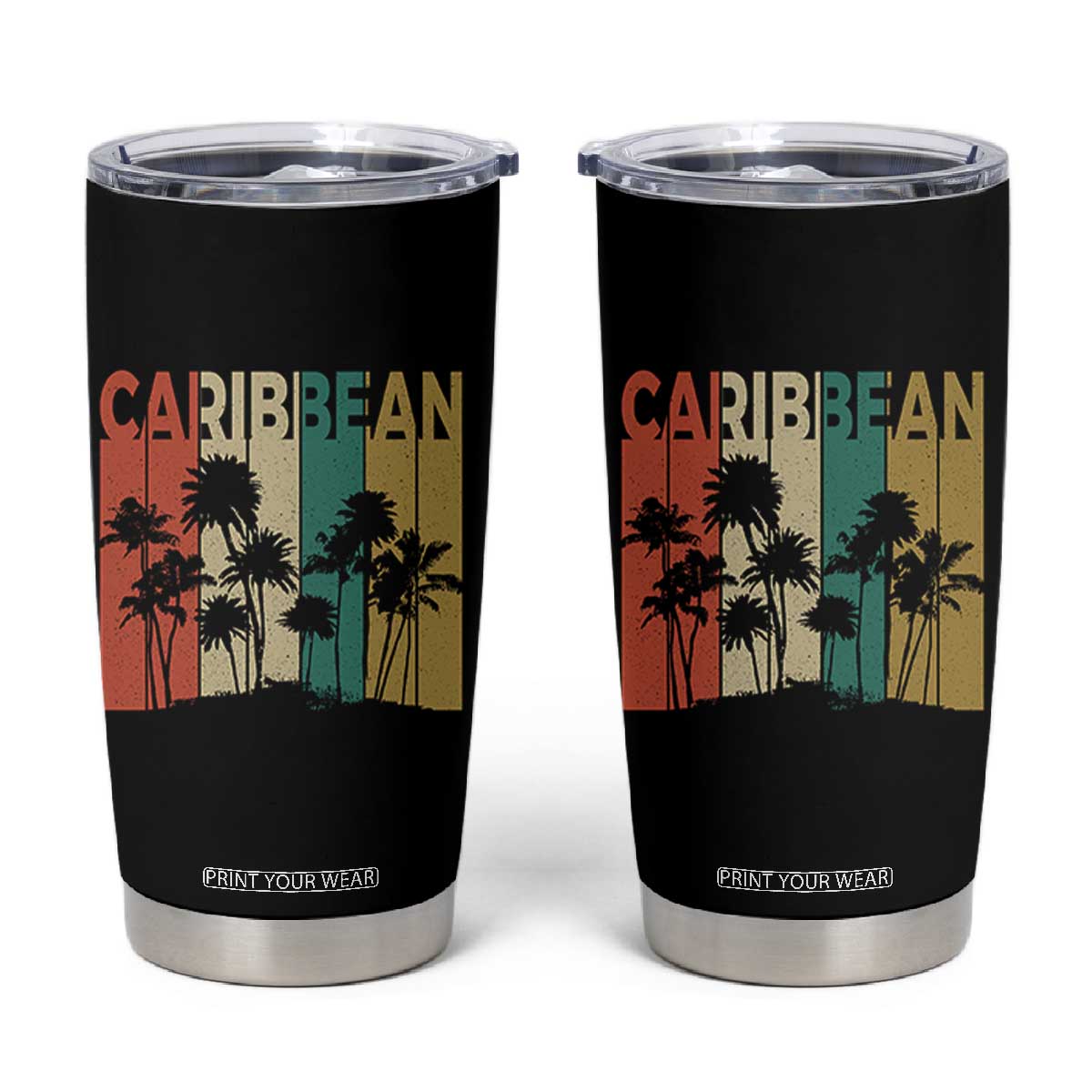 Funny Caribbean Vintage Palm Tree Sunset Summer Beach Vacation Tumbler Cup TS11 Black Print Your Wear
