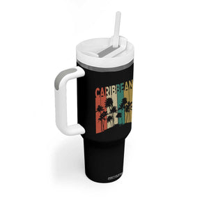 Funny Caribbean Vintage Palm Tree Sunset Summer Beach Vacation Tumbler With Handle TS11 Print Your Wear