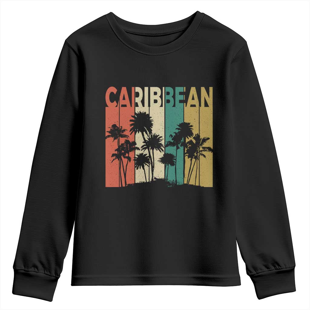 Funny Caribbean Vintage Palm Tree Sunset Summer Beach Vacation Youth Sweatshirt TS11 Black Print Your Wear