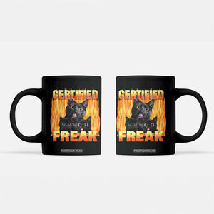 Funny Cat Meme Coffee Mug Certified Freak TS09 Black Print Your Wear