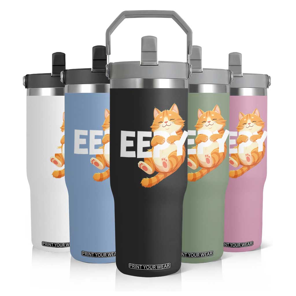 Funny Cat Meme Flip Straw Tumbler Eepy Cat Silly Sleepy Cat TS09 Print Your Wear