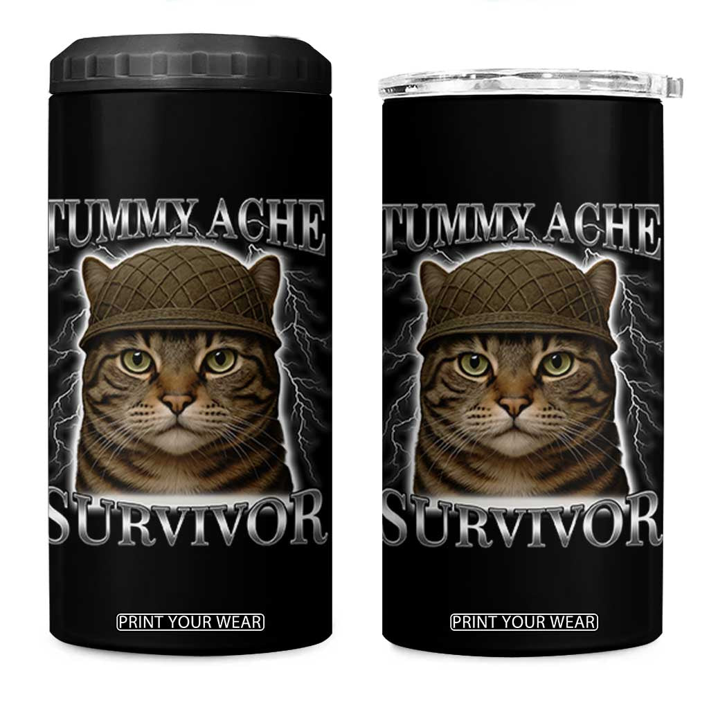 Funny Cat Meme Humor 4 in 1 Can Cooler Tumbler Tummy Ache Survivor Lightning Cats Parody TS02 One Size: 16 oz Black Print Your Wear