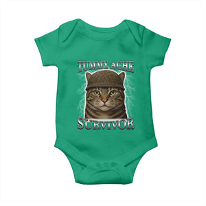 Funny Cat Meme Humor Baby Onesie Tummy Ache Survivor Lightning Cats Parody TS02 Irish Green Print Your Wear