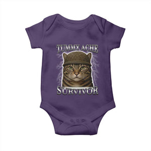 Funny Cat Meme Humor Baby Onesie Tummy Ache Survivor Lightning Cats Parody TS02 Purple Print Your Wear