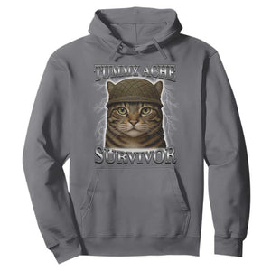 Funny Cat Meme Humor Hoodie Tummy Ache Survivor Lightning Cats Parody TS02 Charcoal Print Your Wear