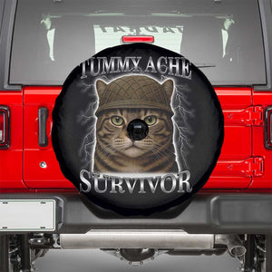 Funny Cat Meme Humor Spare Tire Cover Tummy Ache Survivor Lightning Cats Parody TS02 Black Print Your Wear