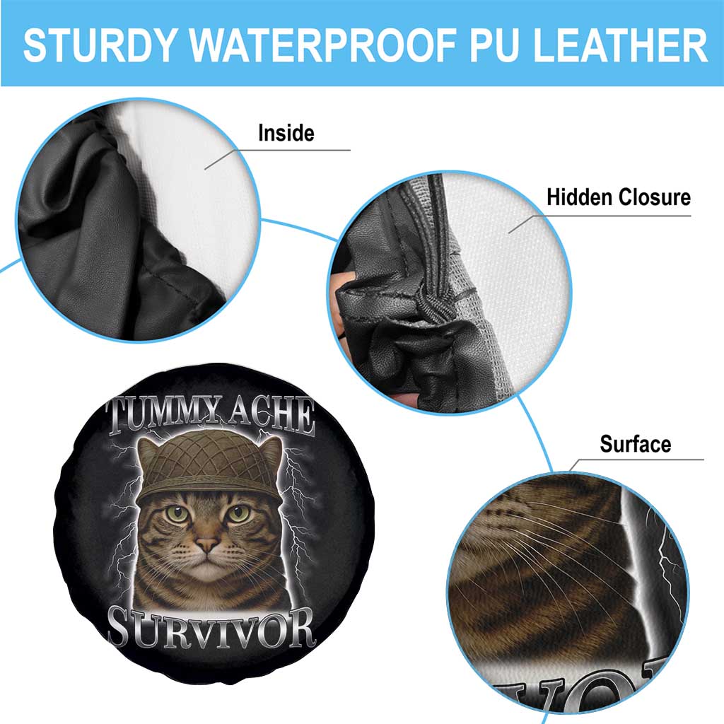 Funny Cat Meme Humor Spare Tire Cover Tummy Ache Survivor Lightning Cats Parody TS02 Print Your Wear