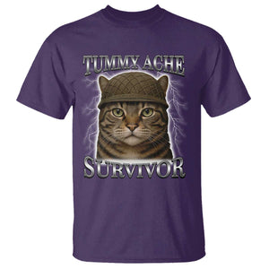 Funny Cat Meme Humor T Shirt Tummy Ache Survivor Lightning Cats Parody TS02 Purple Print Your Wear