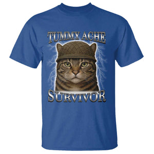 Funny Cat Meme Humor T Shirt Tummy Ache Survivor Lightning Cats Parody TS02 Royal Blue Print Your Wear