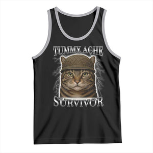 Funny Cat Meme Humor Tank Top Tummy Ache Survivor Lightning Cats Parody TS02 Black Athletic Heather Print Your Wear
