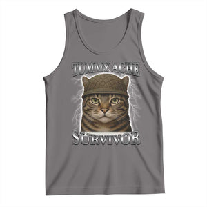 Funny Cat Meme Humor Tank Top Tummy Ache Survivor Lightning Cats Parody TS02 Deep Heather Print Your Wear