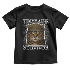 Funny Cat Meme Humor Toddler T Shirt Tummy Ache Survivor Lightning Cats Parody TS02 Black Print Your Wear