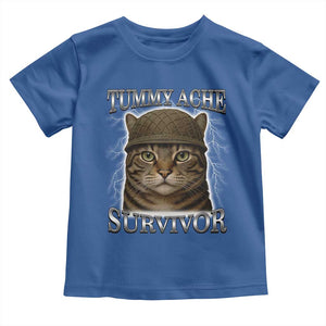 Funny Cat Meme Humor Toddler T Shirt Tummy Ache Survivor Lightning Cats Parody TS02 Royal Blue Print Your Wear