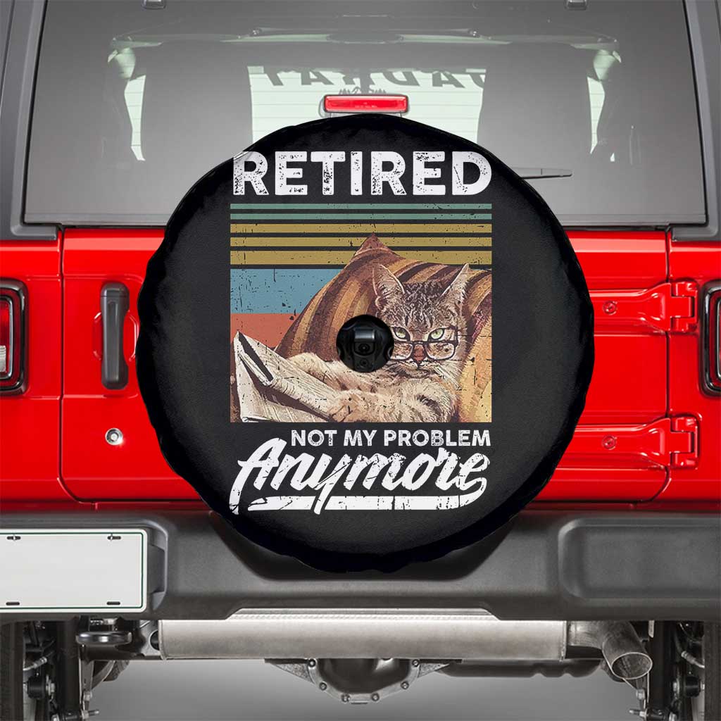 Funny Cat Retired Spare Tire Cover Not My Problem Anymore 90s Vintage Style TS10 Black Print Your Wear
