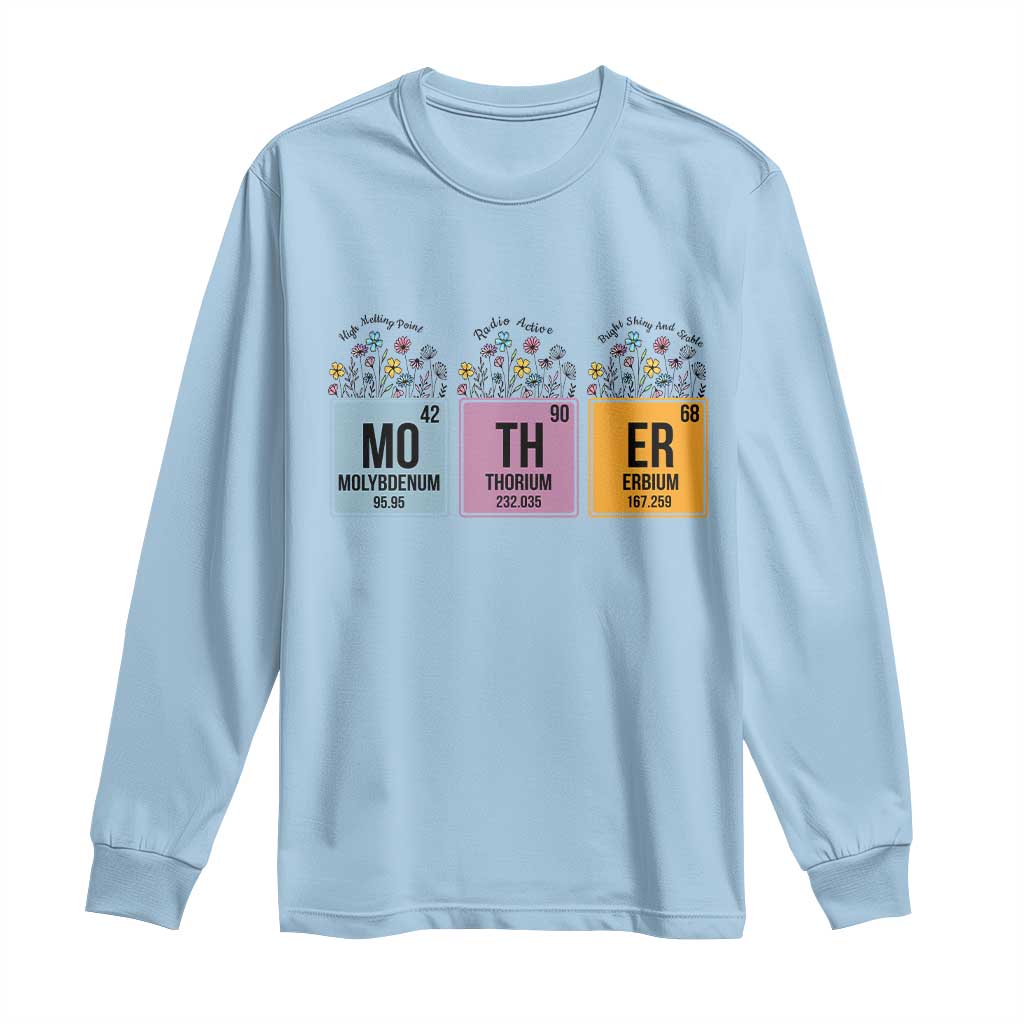 Funny Chemist Mom Long Sleeve Shirt Mother Flowers Periodic Table TS11 Light Blue Print Your Wear