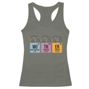 Funny Chemist Mom Racerback Tank Top Mother Flowers Periodic Table TS11 Military Green Print Your Wear