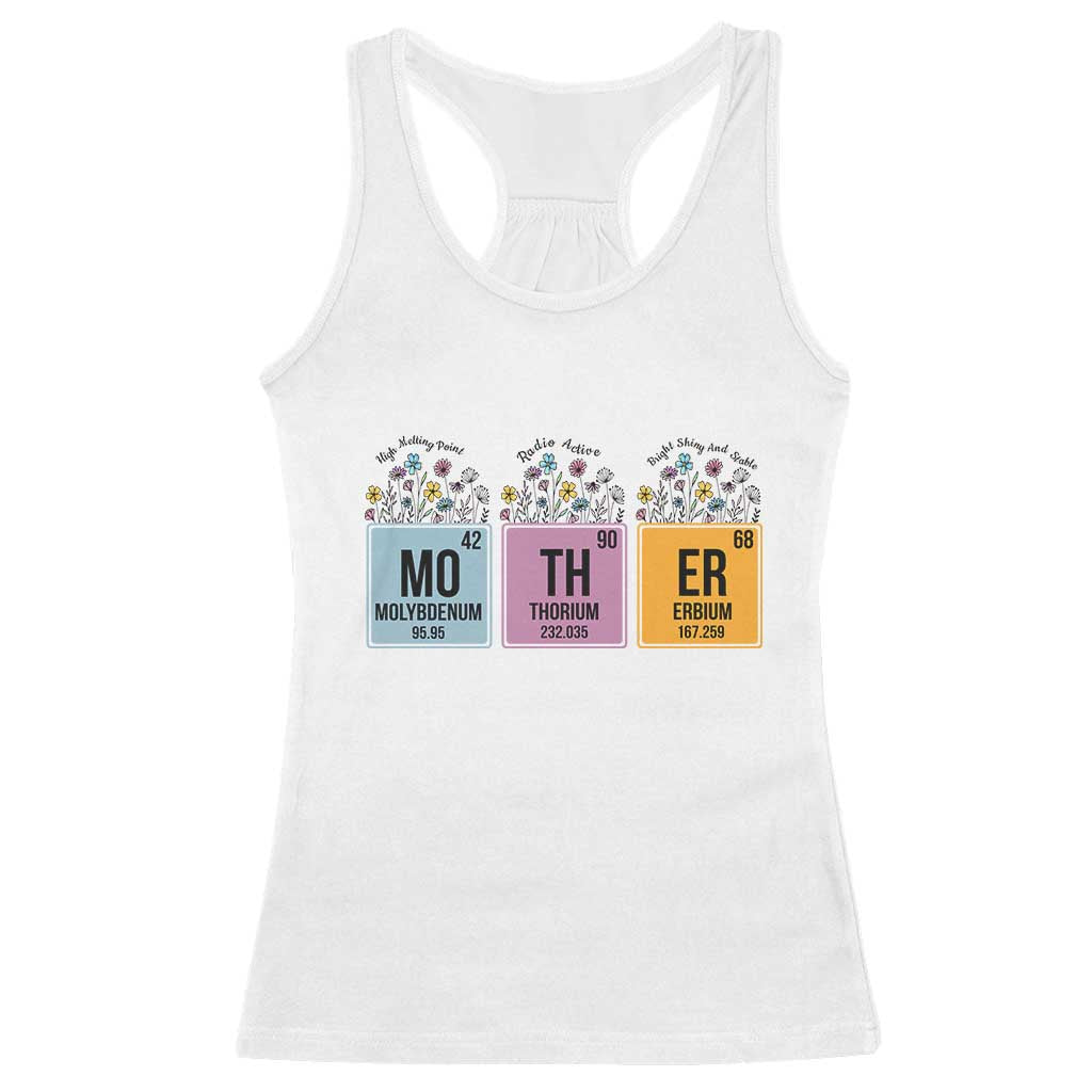 Funny Chemist Mom Racerback Tank Top Mother Flowers Periodic Table TS11 White Print Your Wear