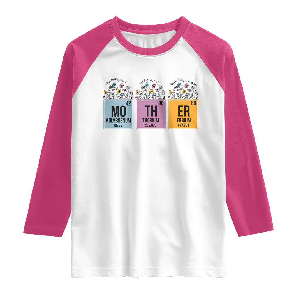 Funny Chemist Mom Raglan Shirt Mother Flowers Periodic Table TS11 White Heliconia Print Your Wear